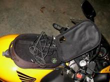 bag open, lots of storage, also cb equipped