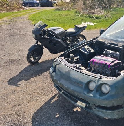 The teg and the hurricane with the r6 tail swap(yes i know the motor is crooked in the car... theres no transmissiok in it and that happens to bold to a motor mount on that side.)