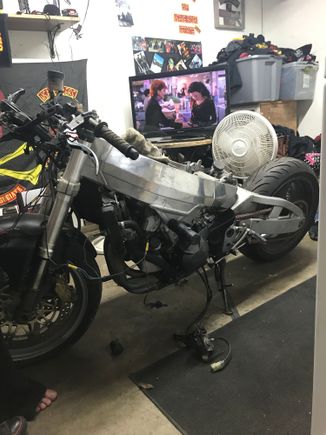 To past the time and get my baby fixed up right! All wiring redone, fork seals, tail light, fluids, and deep clean! Can’t wait to get her back on the road.