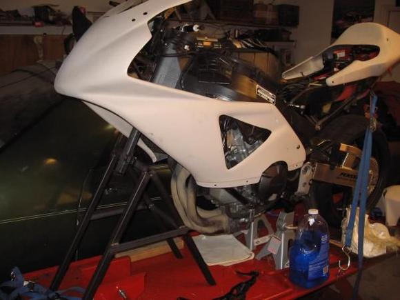 After crashing at Texas World Speedway turn 4 highside, in the rebuild process with my leg in a cast!