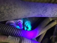 On the right you can see the dye where the refrigerant leaked out. Visable with a black light.