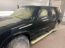 Blazer painted after a tree fell on it leaving many scratches. New hood and winshield