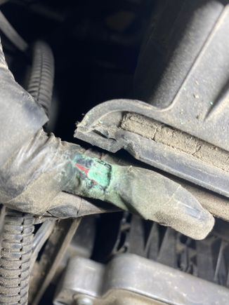 Found some green crusty wire heading into the ECM module!!!!
