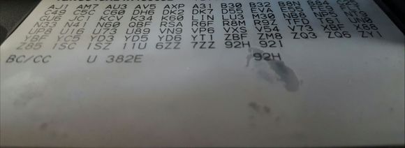 My RPO codes.