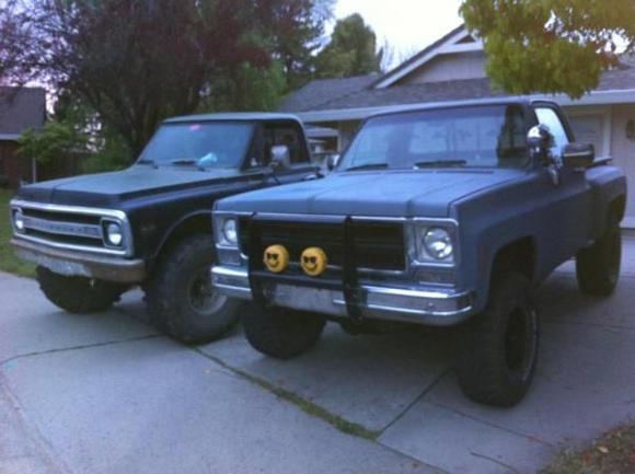 My 76 chevy and my friends 70 chevy