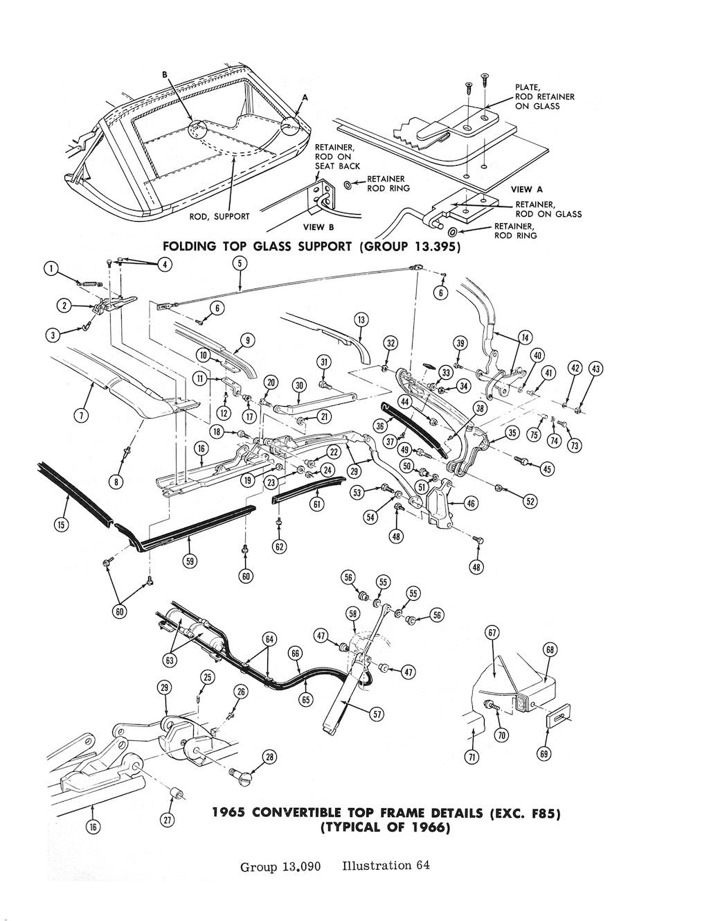 Convertible top adjustment control link adjusting and male link bolts