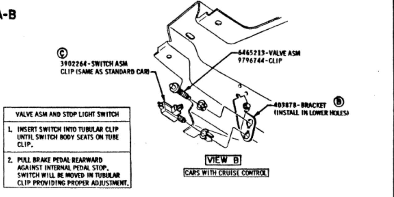 Cruise Control Brake Switch 69 Hurst