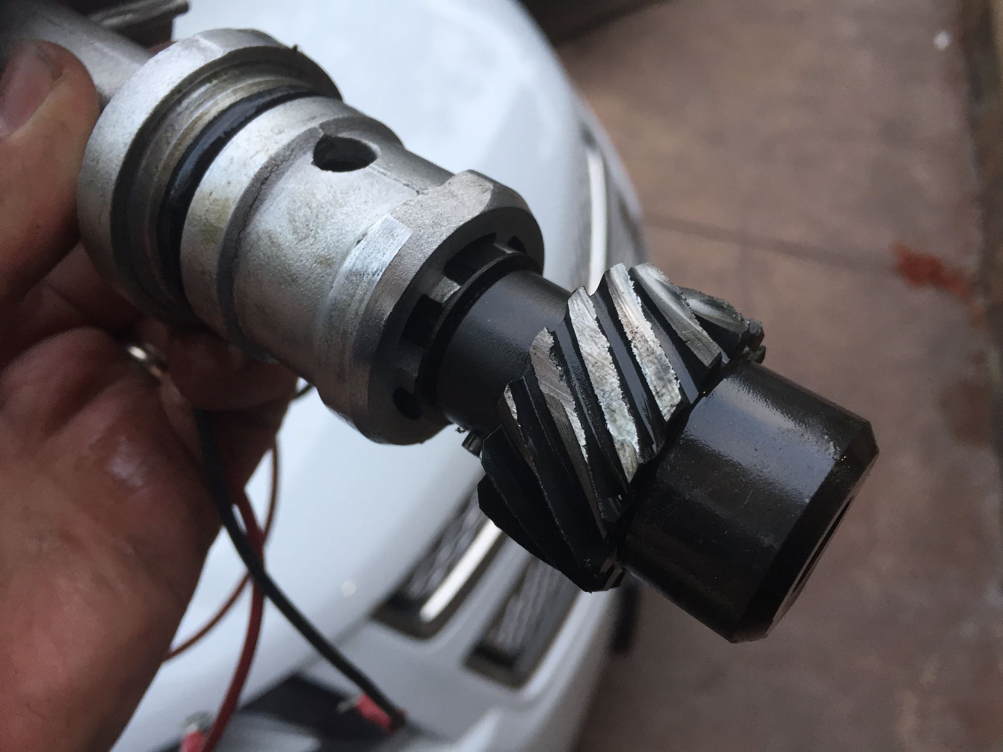 Sheared distributor gear.