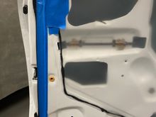 How I determined where my panels needed to be. This was a line scribed on the rear of the door where the Door panel needed to end to have my gap correct between the front and rear panels with the door closed. 