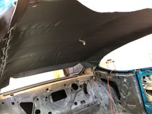 Headliner loosely installed (before adhesive and tension)