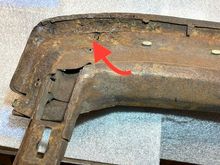 There is significant rust where the tack strip goes and the metal is broken.  This is the RH side.