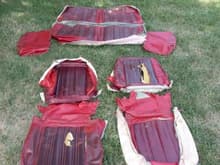 Original seat covers. Colors are darker here due to fade and dirt. The Burgundy became much darker than the Red. Red showed the dirt.
