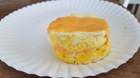 Two-layer egg and cheese pup cake