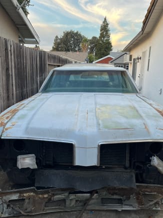 Swapped the hood for a 70’ Cutlass 442 hood. I have all of the grill and front end parts. 