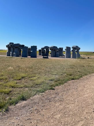 Carhenge. A must pilgrimage. Legend has it steal parts and your Olds will be cursed forever