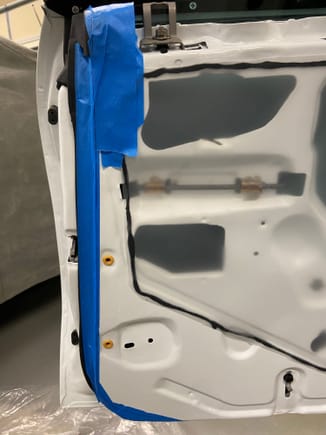 How I determined where my panels needed to be. This was a line scribed on the rear of the door where the Door panel needed to end to have my gap correct between the front and rear panels with the door closed. 