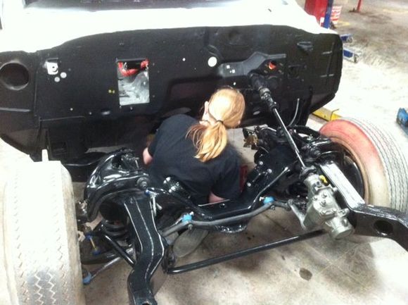 Jessie preping for the engine install