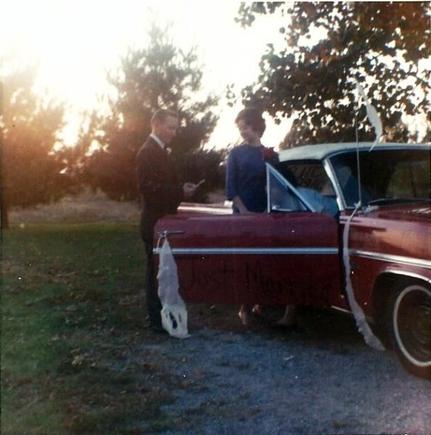 My original Red/White 1963 F 85 on my wedding day JOctober 15, 1965.  Retouched as best I could