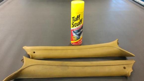 This can of Tuff Stuff is the BEST stuff I found to clean 40 years of Schtuff of the dash and the pillar post pad's.  I highly recomend this product, because it doesn't leave a silicone messy shine behind.