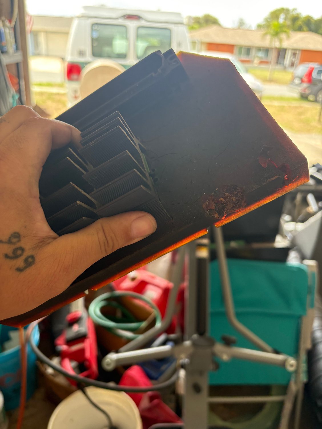 The board is encased in rubber so I can�t see it, but the top is all cracked and the rubber is brittle