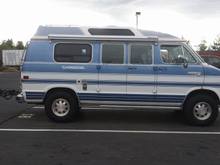 1989 Dodge RamVan B250 2.5 in suspension lift and 31 in AT tires.