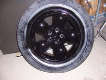 black rim left rear