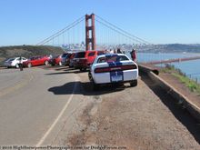 Our test vehicles at an overlook of the Golden Gate Bridge