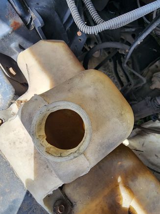 Overflow tank inside