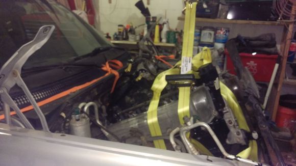 From this point on it was really tight but managed to get it on the engine mounts in about an hour.