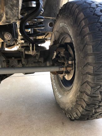 Driver side uses an offset tie rod end from ruff stuff. Im going to eventually switch it over to a rod end like the passenger side.