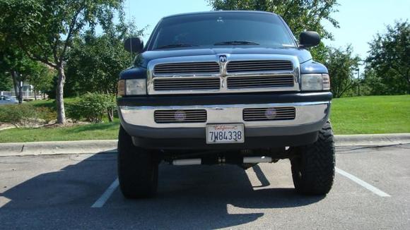 front grille with custom mounted fog lights