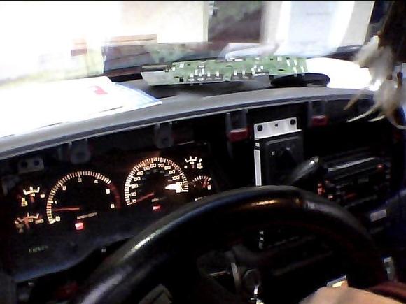 Gauge cluster with the green tint removed before LEDs