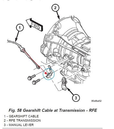 Taken from the service manual. Bracket circled in blue with the red arrow pointing from the cable stop to the bracket