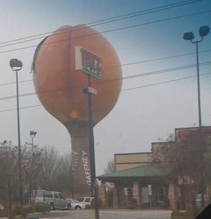 The biggest peach I've ever seen.  (The day I'm driving to go pick up the G.)