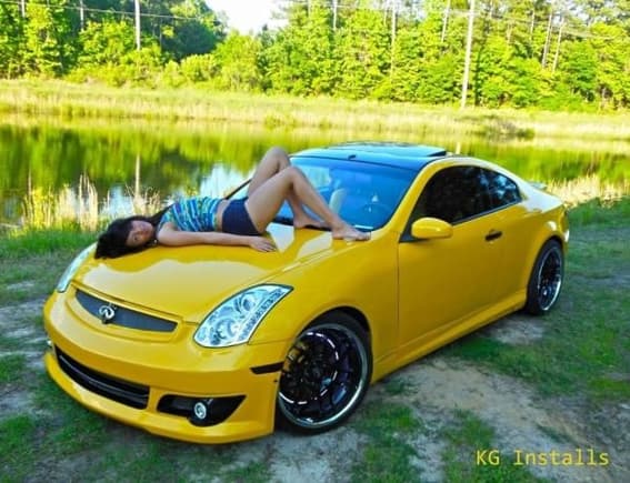 07 yellow Infiniti G35 coupe 6MT 
Import model Angela Roberts! 
Myrtle beach South Carolina 
Skyline 350GT