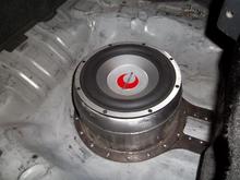 2000W dual voice coil sub in custom trunk setting.