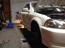 starting to change my brake pads out as I put new ones on 500km ago or so and they squeal like crazy. So Im switching to a better pad. and Im going to paint my calipers silver. I spent most of the day prepping the calipers.