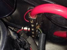 Distribution block with power cable, msd ignition,starter, white cord from fuse box.
