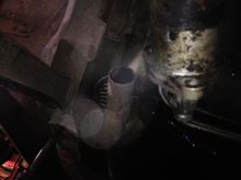jeep oil pan job, removed the oil pan from the bottom without taking apart any major components , sautered the pin holes then re installed.