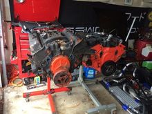 Engine on the right is the GMC engine. But now with micro polished crank, scat HBEAM rods, speed pro flat top pistons, Mahle RV CAM, ARP rockers, push rods. 86 blazer heads with 3 angle valvejob, titanium valves.