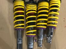 Another one of the very few aftermarket components going onto this car. Kw V2 coilovers. Wanted to get the car to sit a bit more to my standards and in all honesty... I have kw in four other of my vehicles, I know they will ride nicer than the old tired oem suspension.