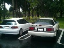 The hatch and my buddy's Supra.