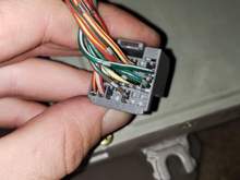 D CONNECTOR from Ecu shoing missing green wire at bottom position