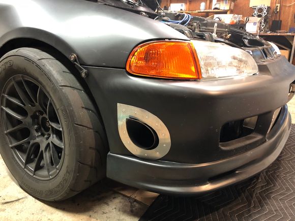 I made a small plate to go around my bumper exit exhaust. I don’t love the way it turned out but it’s still an improvement over what it was. 