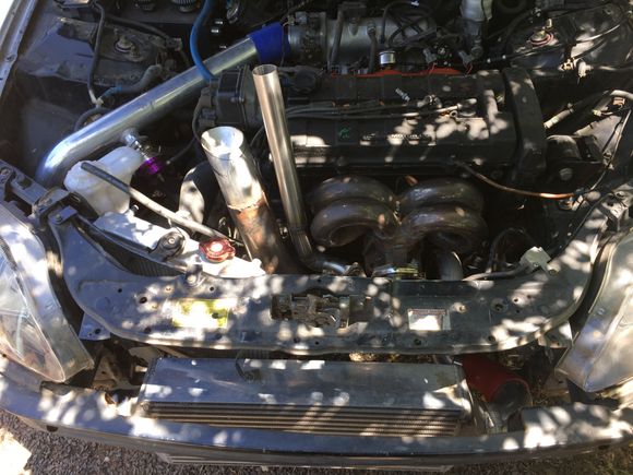 This is the 366 on my stock ls in the car to make up pipe and dump tube. Don’t know how well you can see the back door or not . Intercooler is a t10c threadstone 