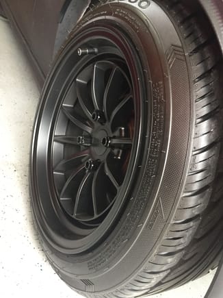 Great wheels. Traklite chicane 15x8.25 4x100 matte black