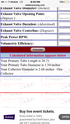 Found a primary header length calculator based off some engine and cam specifications and target peak power out put.