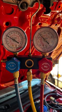 After 36 oz of 134a at 85°F