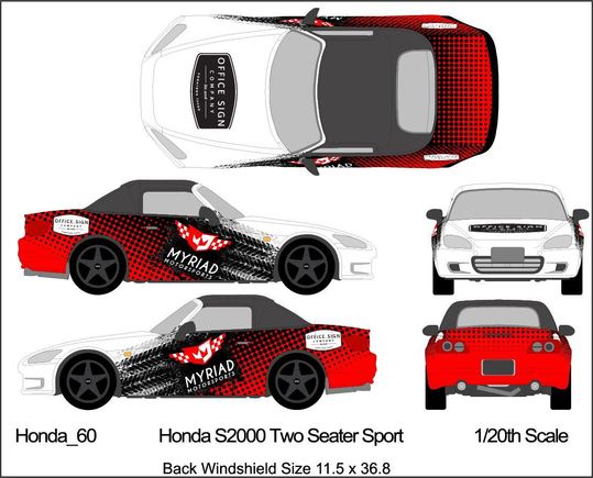 Office Sign Company is going to wrap the s2000 to match the rest of our Myriad Motorsports racecars! Follow us on IG for more pictures of the team. 