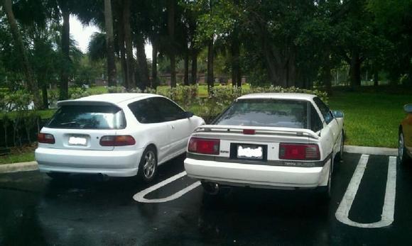 The hatch and my buddy's Supra.